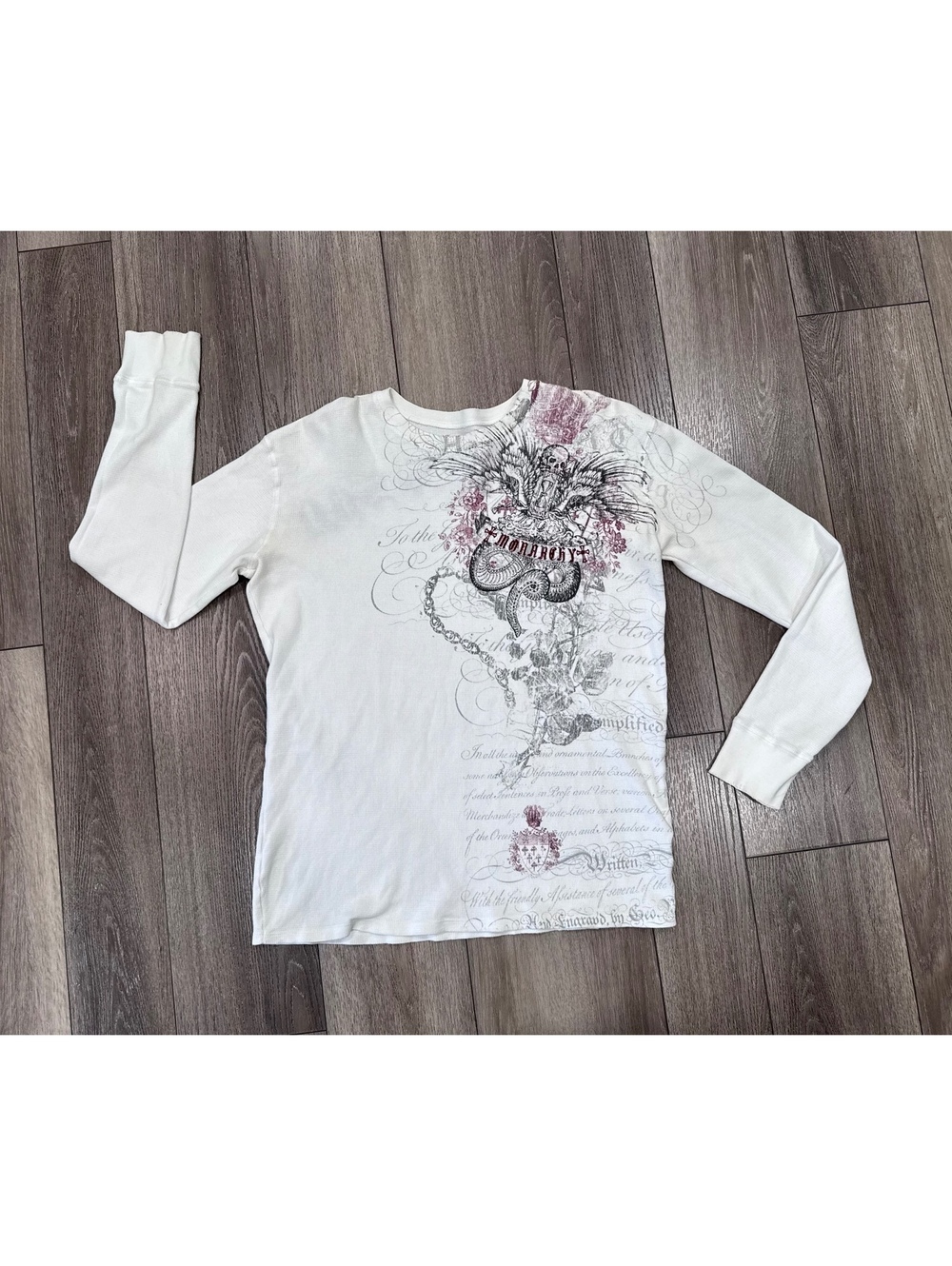 Monarchy White Long Sleeve Graphic Shirt XL